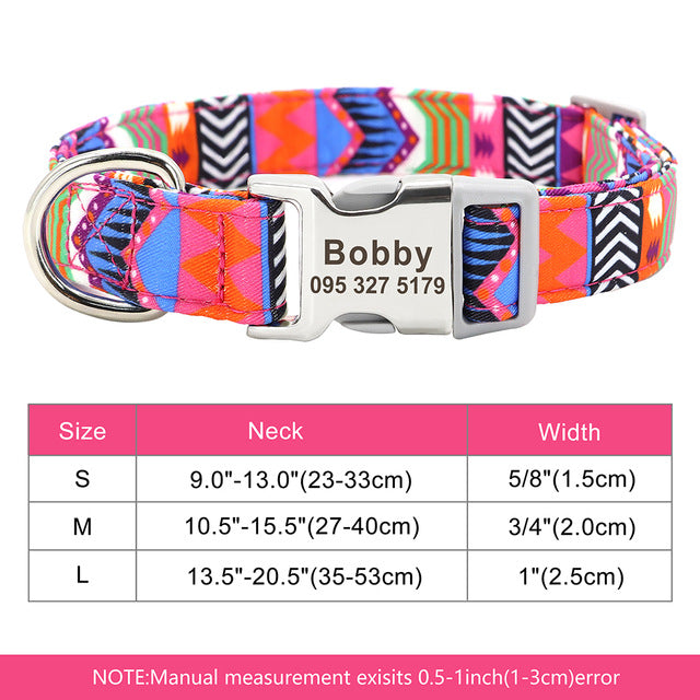 Personalized Nylon Dog Collar with Custom Nameplate Tag