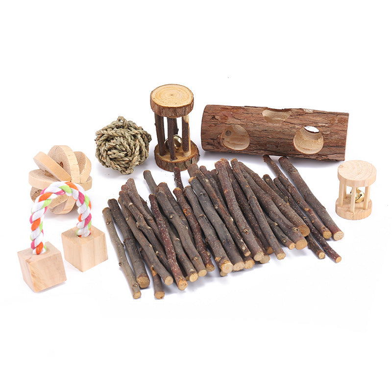 Wooden Chew Toys Set for Hamsters, Birds, Cats, Dogs