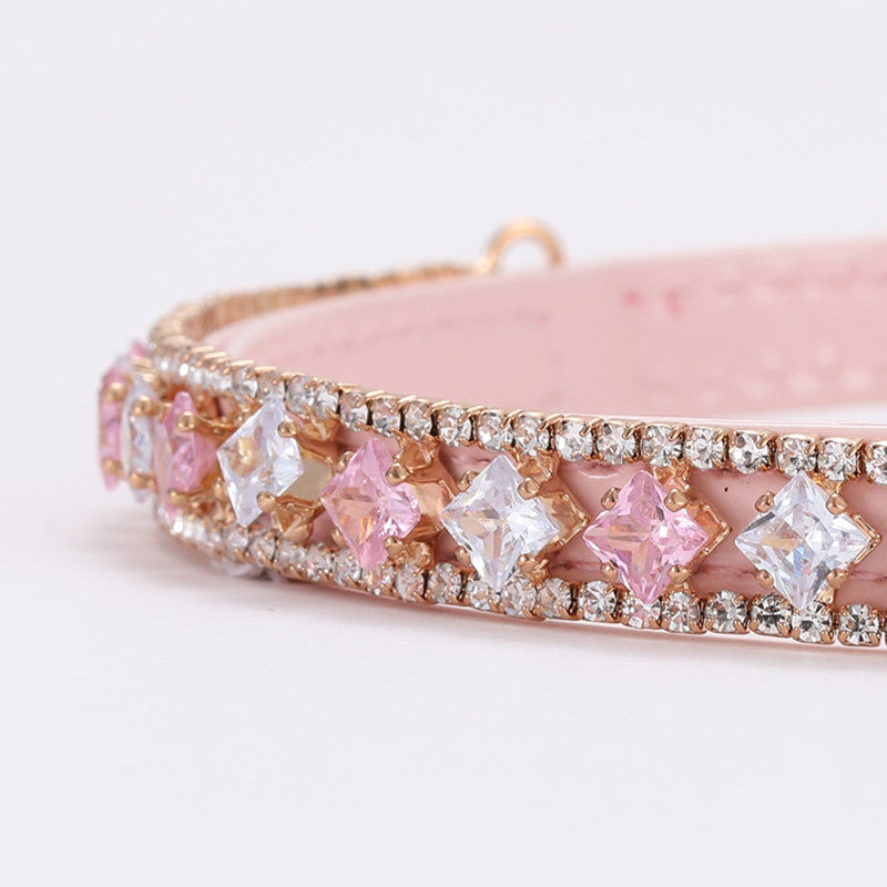 Adjustable Pearl Cat and Dog Collar with Traction Rope