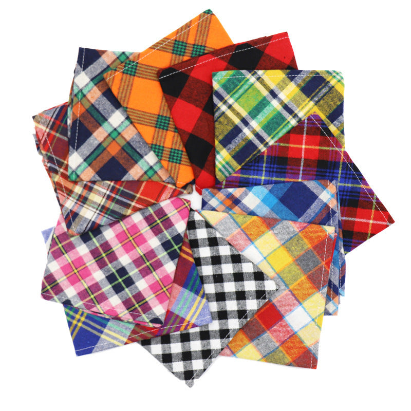 30 Color Thick Plaid Triangle Bib for Babies & Pets