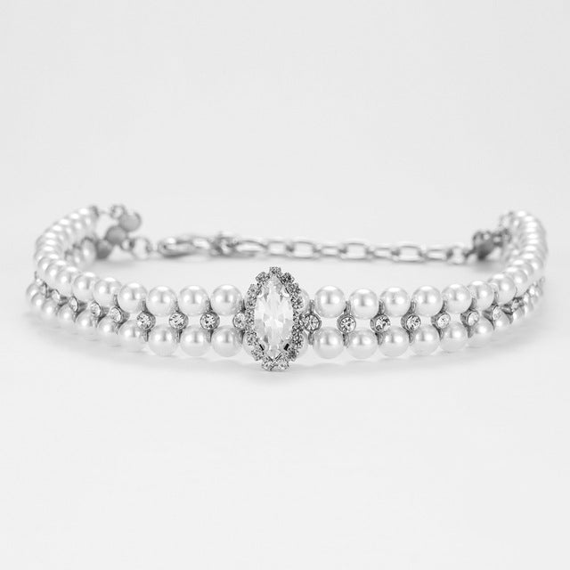 Adjustable Pearl Cat and Dog Collar with Traction Rope