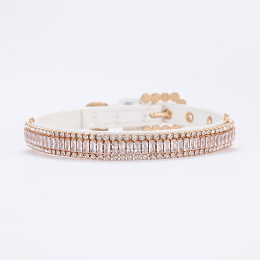 Adjustable Pearl Cat and Dog Collar with Traction Rope