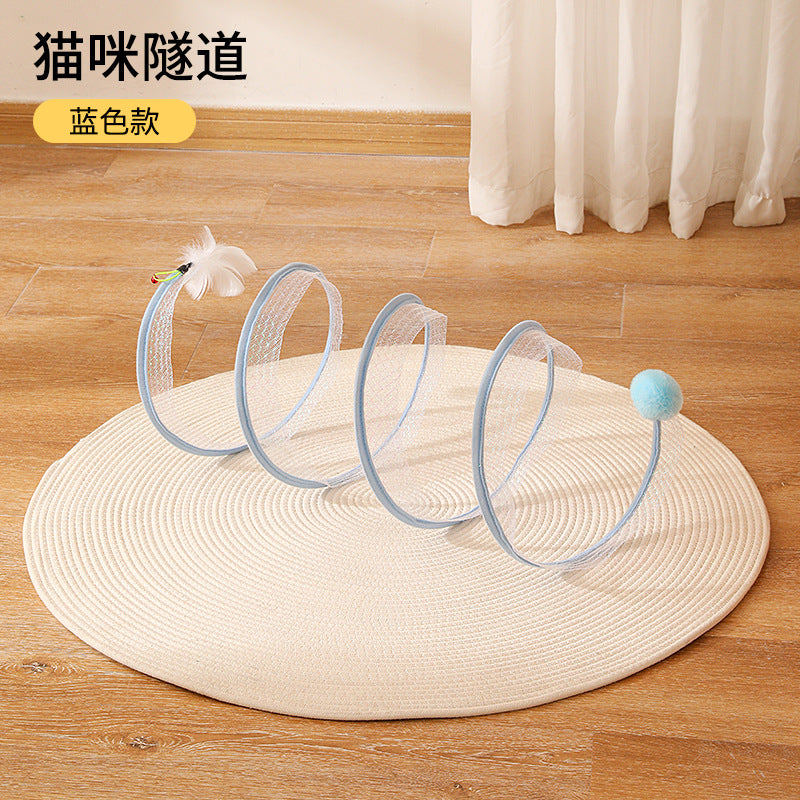 S-shaped Foldable Cat Tunnel Toy for Pets