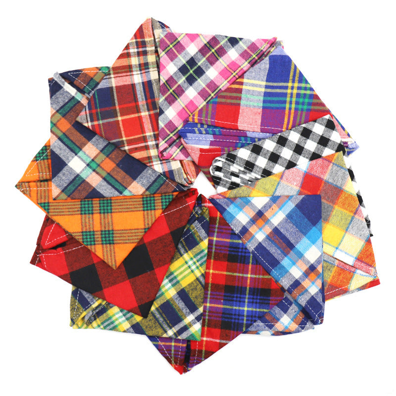 30 Color Thick Plaid Triangle Bib for Babies & Pets