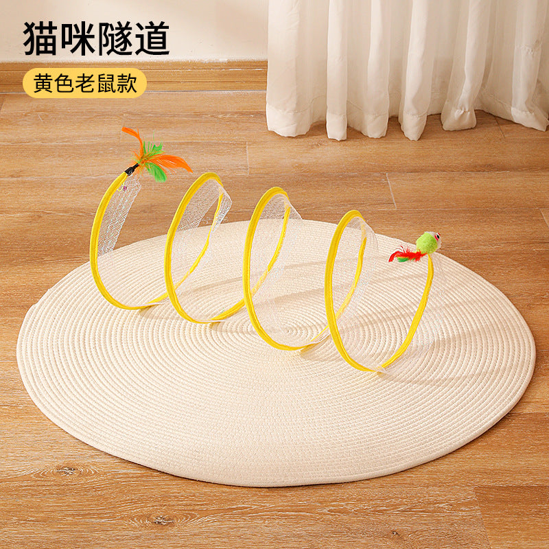 S-shaped Foldable Cat Tunnel Toy for Pets