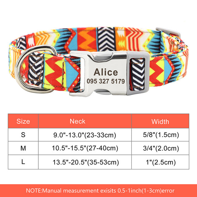 Personalized Nylon Dog Collar with Custom Nameplate Tag