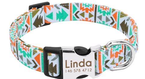 Personalized Nylon Dog Collar with Custom Nameplate Tag