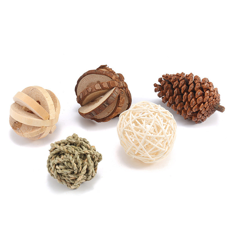 Wooden Chew Toys Set for Hamsters, Birds, Cats, Dogs