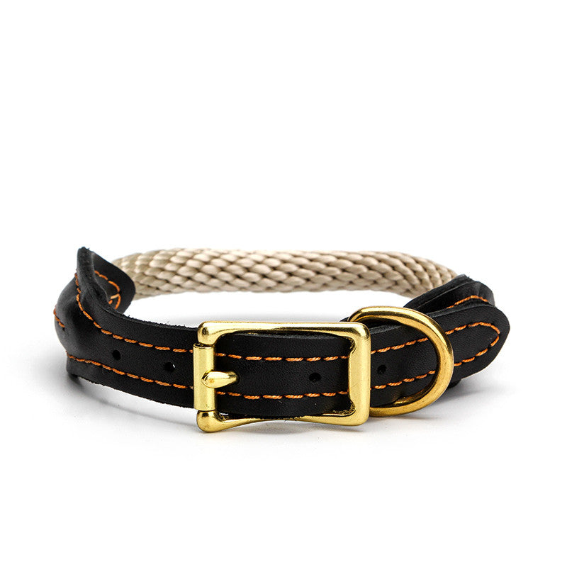 Adjustable Nylon Dog Collar with Original Cowhide Design