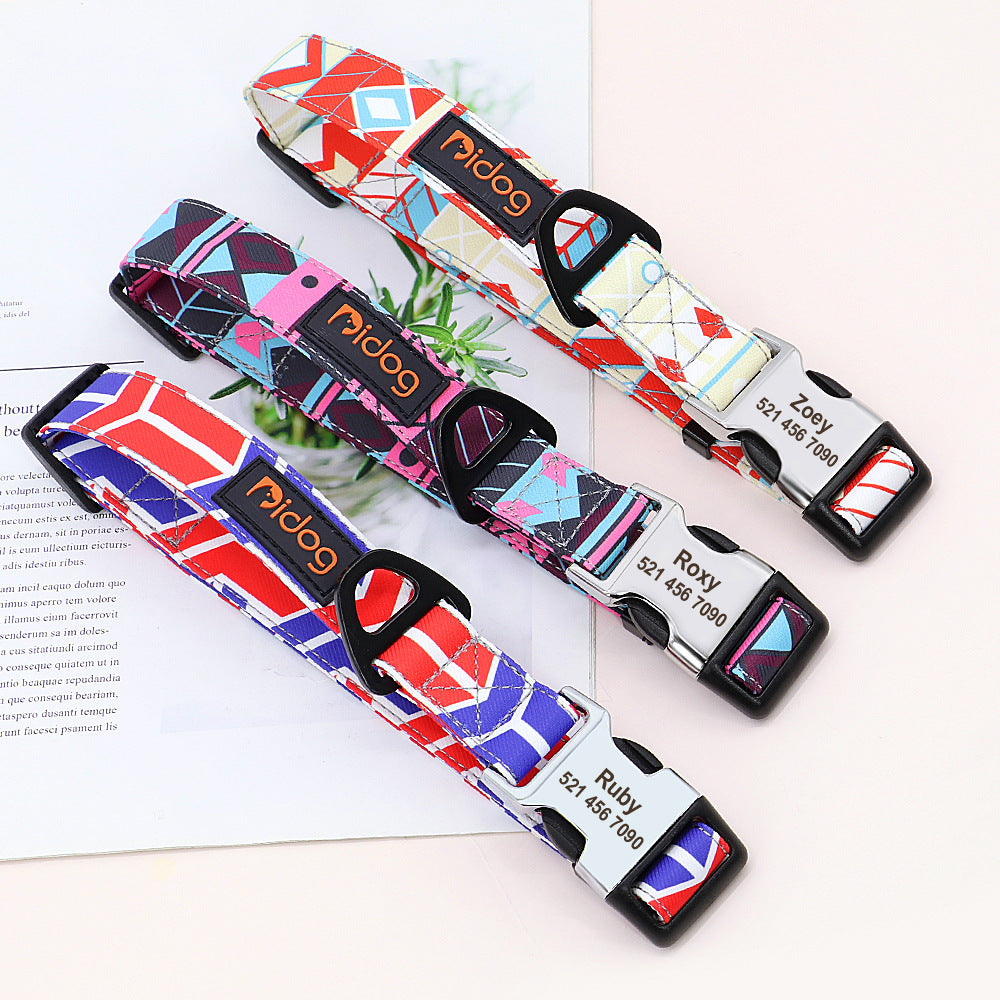 Personalized Nylon Dog Collar with Custom Nameplate Tag