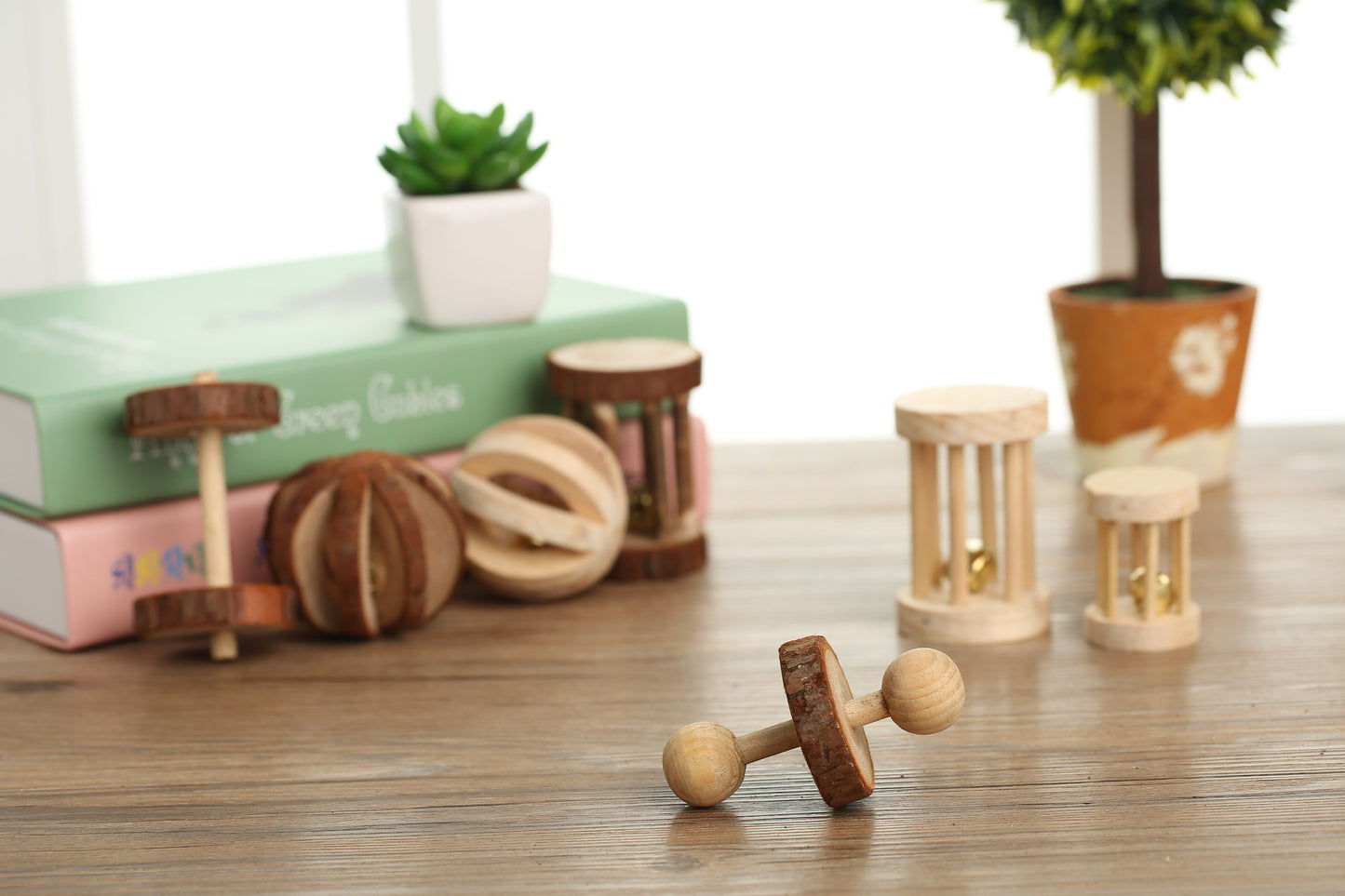 Wooden Chew Toys Set for Hamsters, Birds, Cats, Dogs